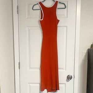 Sleeveless Orange Dress with White Accents
